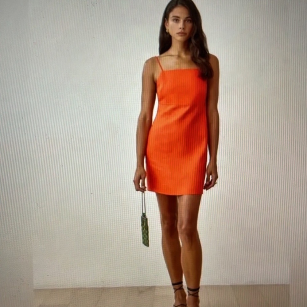 Reformation Wiley Dress Size 2 Orange Linen NWOT